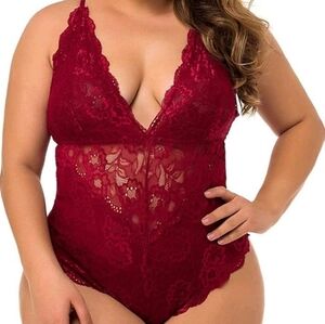 Lace red bodysuit